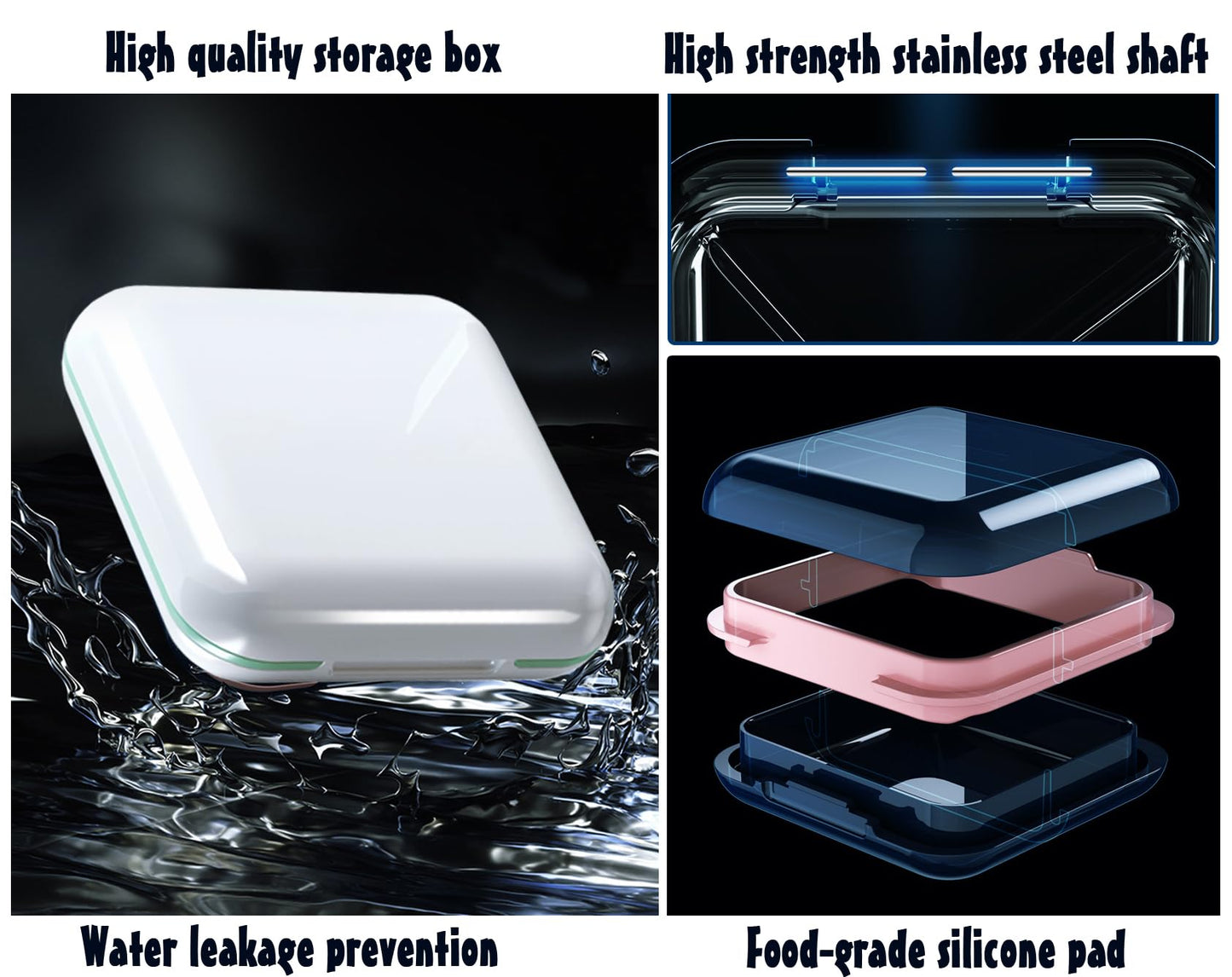 MURRI&MURRDI Retainer Case 2 Pack, Denture Case with Mirror, Denture Bath Box with Strainer Basket, Cute Denture Holder Retainer Storage Soak Container for Travel, Braces Cleaner Kit (C White)