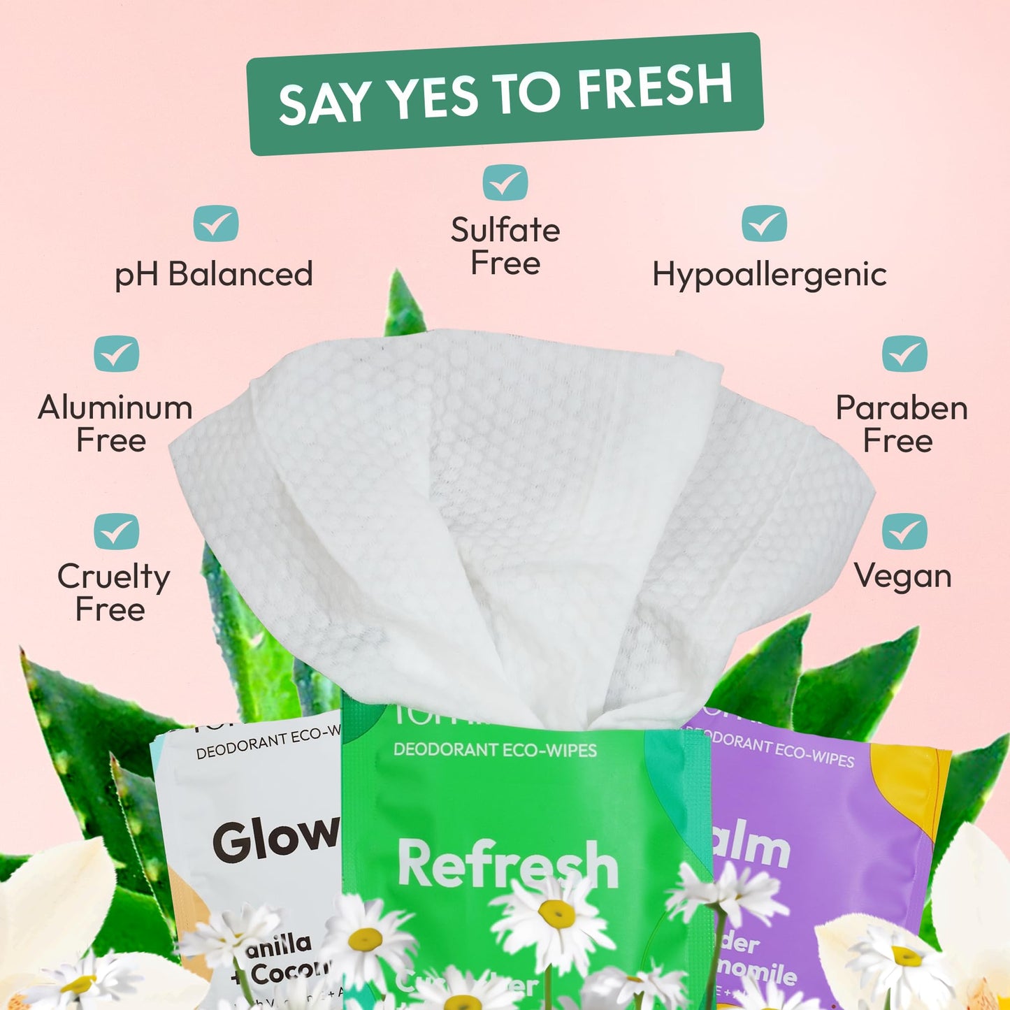 FOMIN Travel Deodorant Wipes - 50 Count - Variety Pack - pH Balanced, Hypoallergenic Mini Deodorant Wipes For Women and Men - Plastic-Free, Individually Wrapped Underarm & Body Wipes