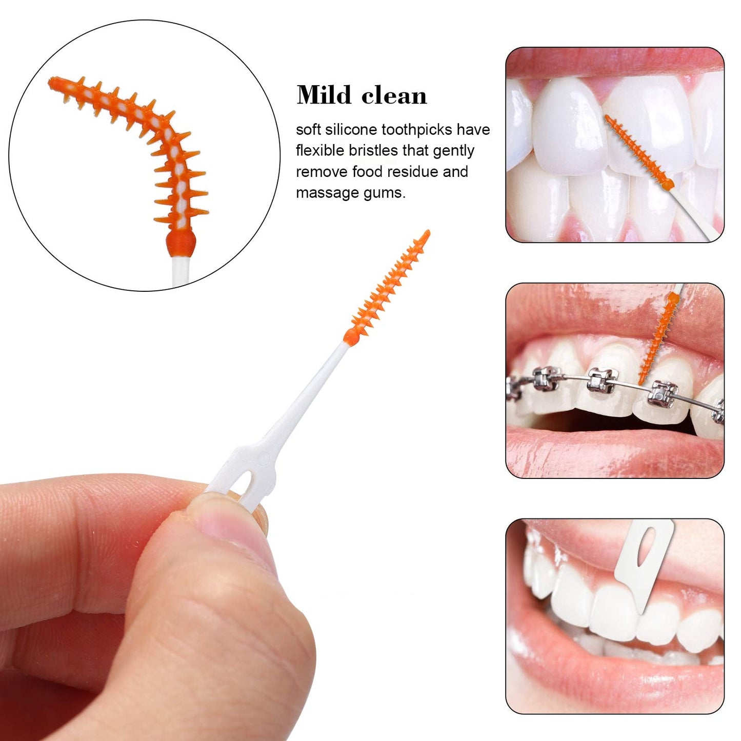 Layhou 160PCS Interdental Brushes Dental Picks for Teeth Ultra Tight Bristles Tooth Interdental Cleaners Silicone Toothpick Brush Cleaners Disposable Brushes Teeth Soft Toothpick