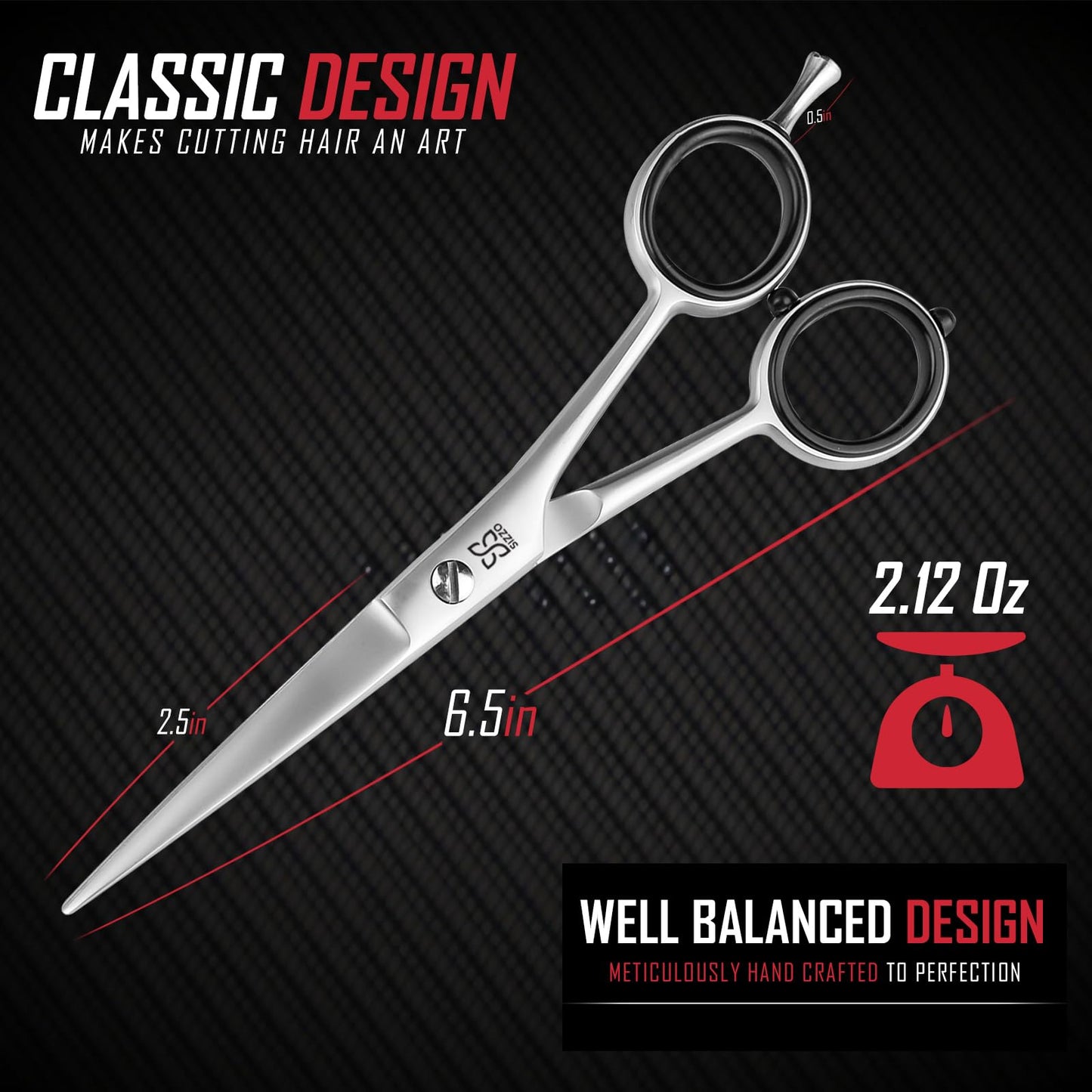 Hair Cutting Scissors 6.5" Barber Scissor, Ideal for Professional Barber, Men, Women, and Hair Stylist Trimming Kit for Haircutting Best Shears for Hair Cut by SIZZO