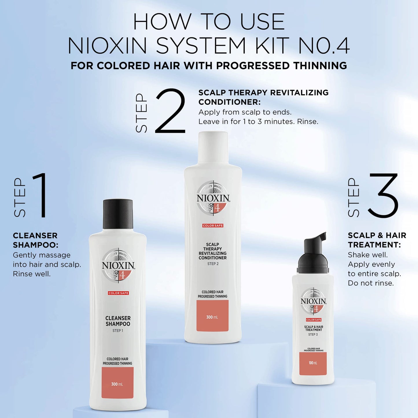 Nioxin System Kit 4, Cleanse, Condition, and Treat the Scalp for Thicker and Stronger Hair, 3 Month Supply + Nioxin Diamax Hair Thickening Treatment for Instant Hair Fullness