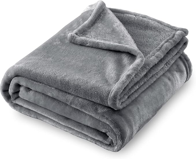 SOCHOW Flannel Fleece Blanket Luxury Twin XL Size, All Season Lightweight Super Soft Cozy Blanket for Bed or Couch, Grey 66inch X90''