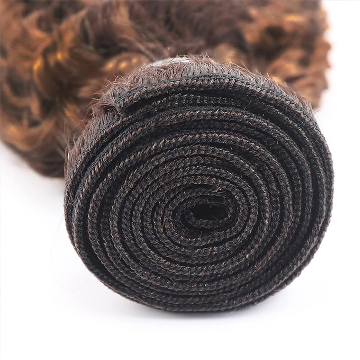 HeioWuio P4/30 Curly Wave Human Hair 3 Bundles Highlight Brazilian Remy Human Hair Extensions Brown and Dark Brown Unprocessed Virgin Hair Bundles 16 18 20 Inch