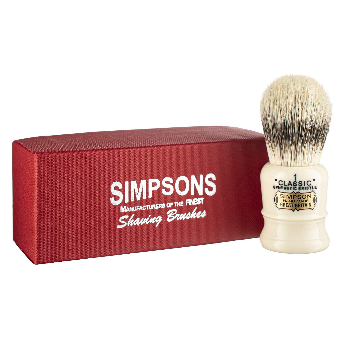 Classic 1 Synthetic Shaving Brush- Simpson Shaving Brushes - Faux Ivory Handle