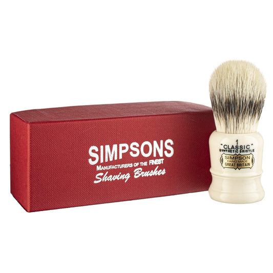 Classic 1 Synthetic Shaving Brush- Simpson Shaving Brushes - Faux Ivory Handle