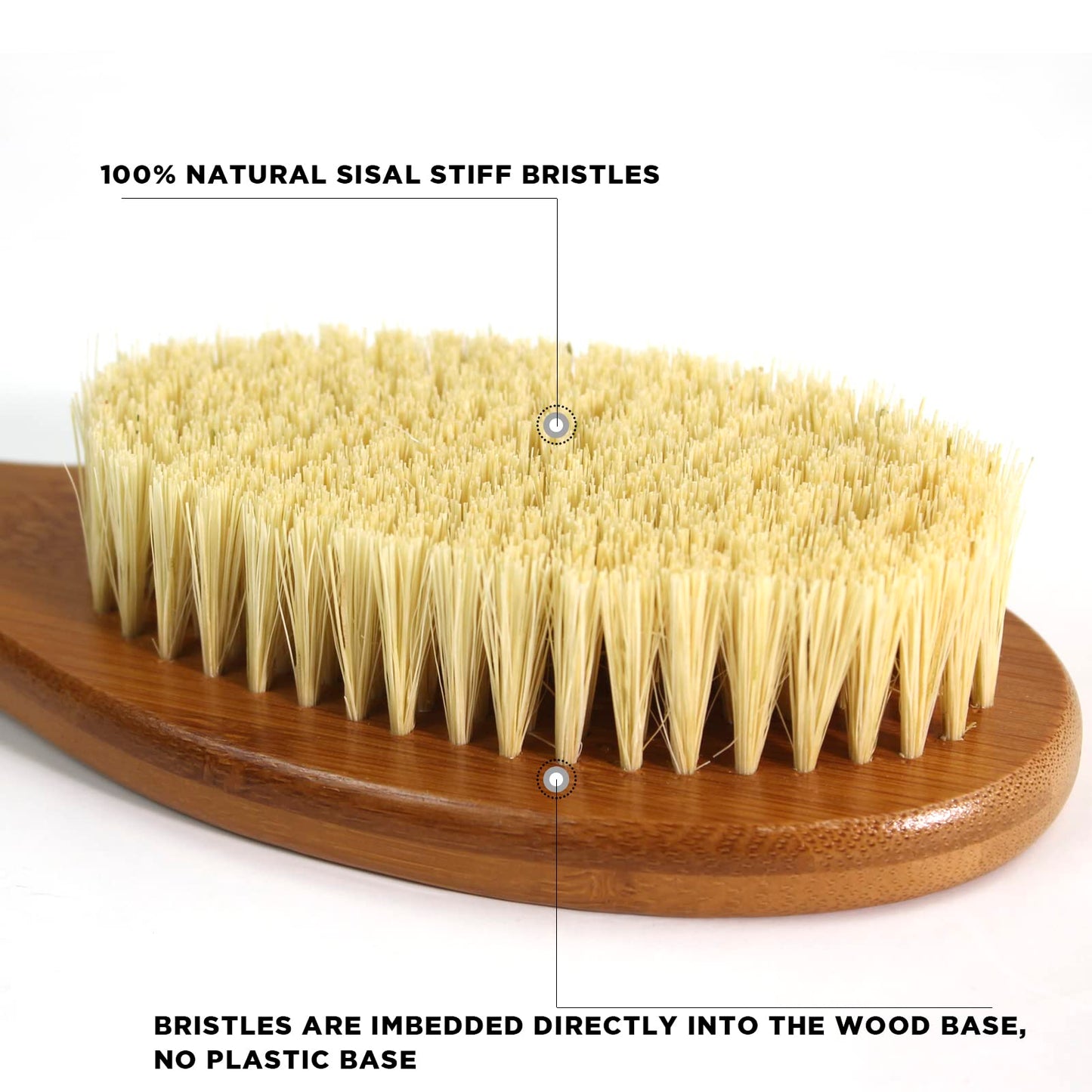 ICANdOIT-19.68Inch Natural Stiff Sisal Bristles Anti-Slip Extra Long Handle Bath Brush,Bent Handle Shower Scrubber for Exfoliating,Shower Back Brush,Exfoliation Set with Pumice Stone(2 Pack)