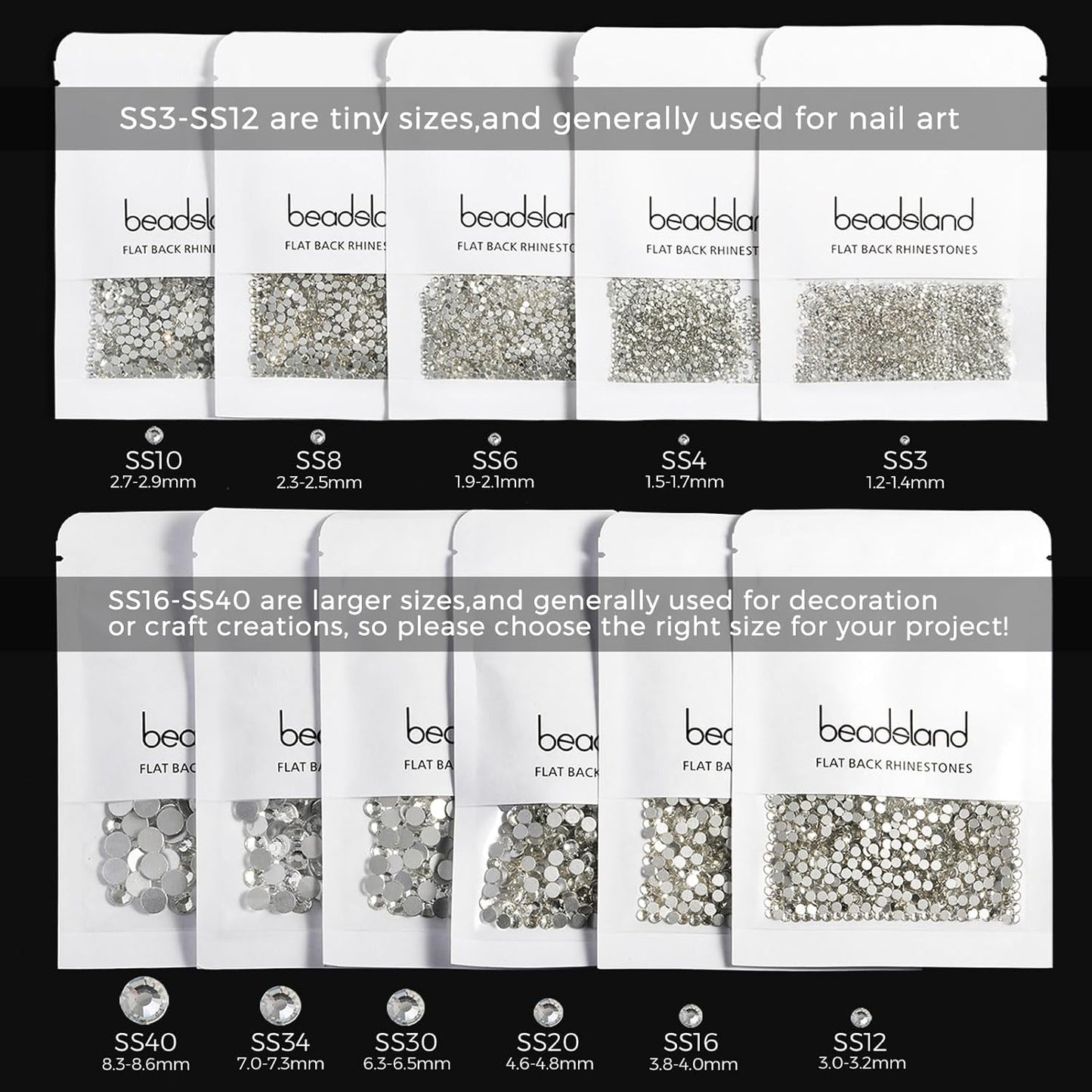 Beadsland 2880pcs Flat Back Crystal Rhinestones Round Gems for Nail Art and Craft Glue Fix, Amethyst,SS4,1.5-1.7mm