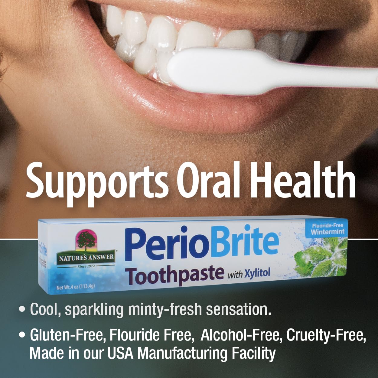 Nature's Answer Periobrite Whitening Toothpaste | Soothes & Refreshes | Gluten-Free, Flouride-Free Soy-Free & Vegetarian | Not Tested On Animals | No Artificial Sweetners or Preservatives 4oz