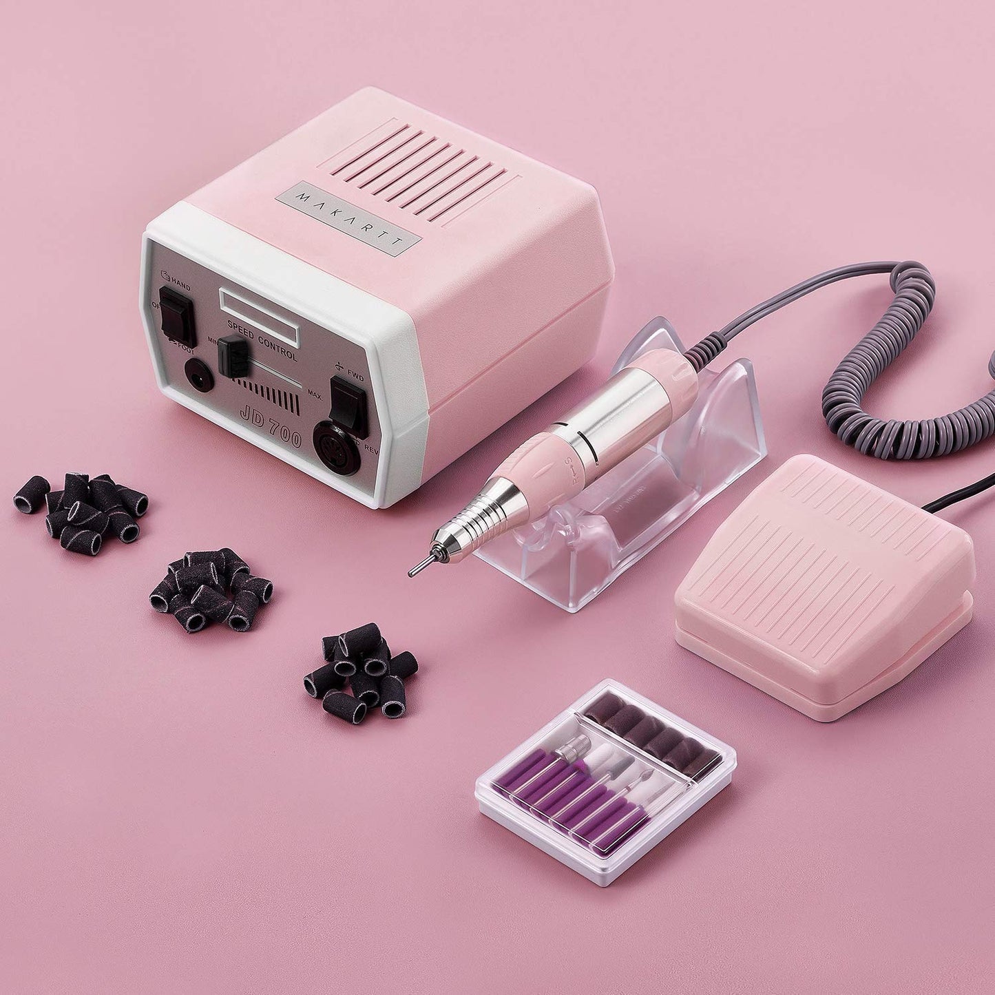 Makartt Geneviere Electric Nail Drill Machine with Nail Drill Bits Holder Dustproof Stand Bundle