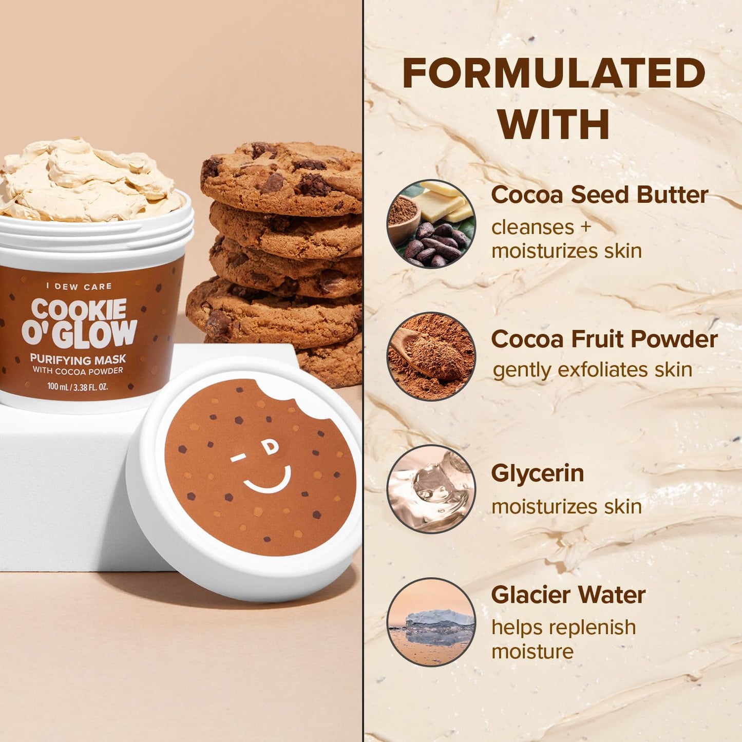 I DEW CARE Wash Off Face Mask Gift Set - How Dough I Look | Face Mask with Headbnad | Hydrating, Purifying for Dry Skin with Cocoa Seed Butter, Gift Set for Women and Girls, 3.38 Oz