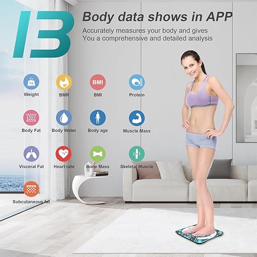 Scales for Body Weight with App 13 Body Composition Metrics, Smart Digital Bathroom Scales Bluetooth Weighing Scale Compatible with iOS Android, Max 400lbs/180kg (Green)