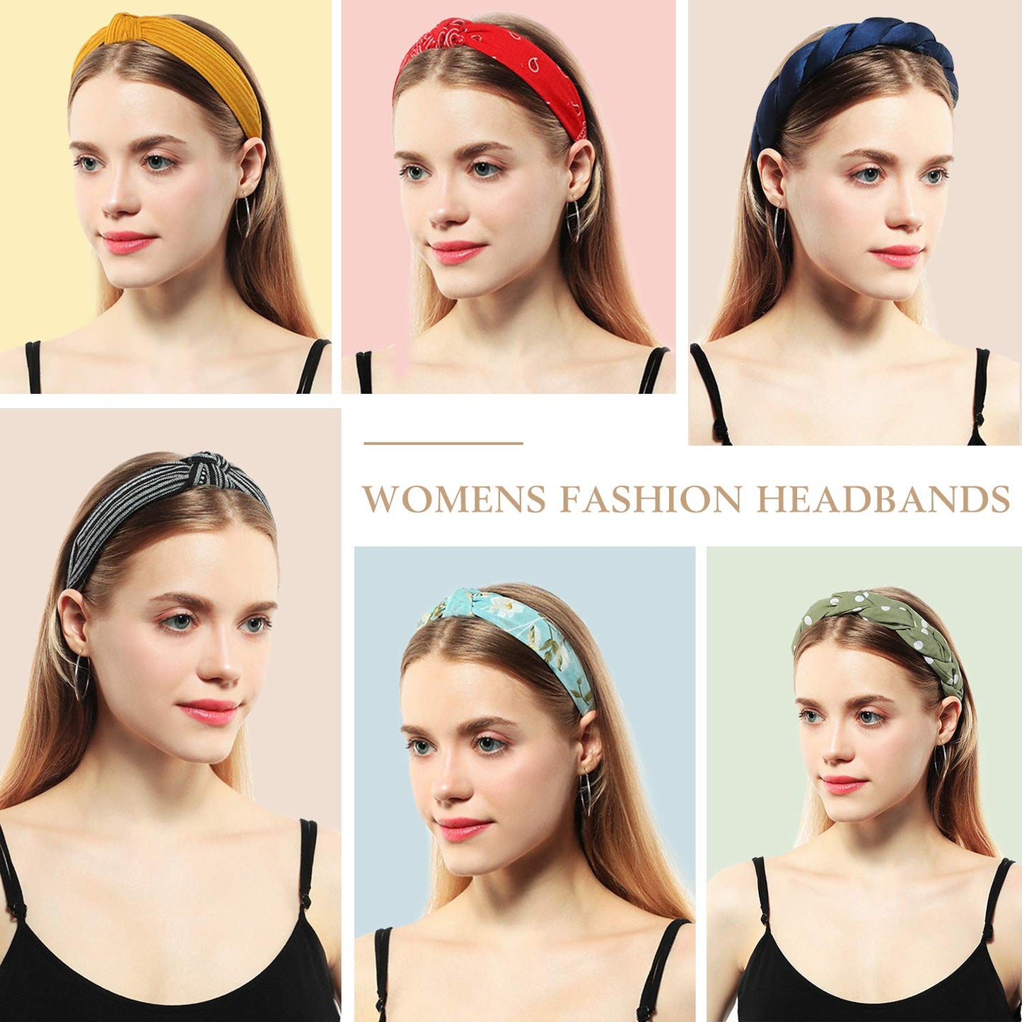 Gloppie Headbands for Women Knotted Headbands Womens Fashion Hair Accessories Workout Hairbands 3 Pack