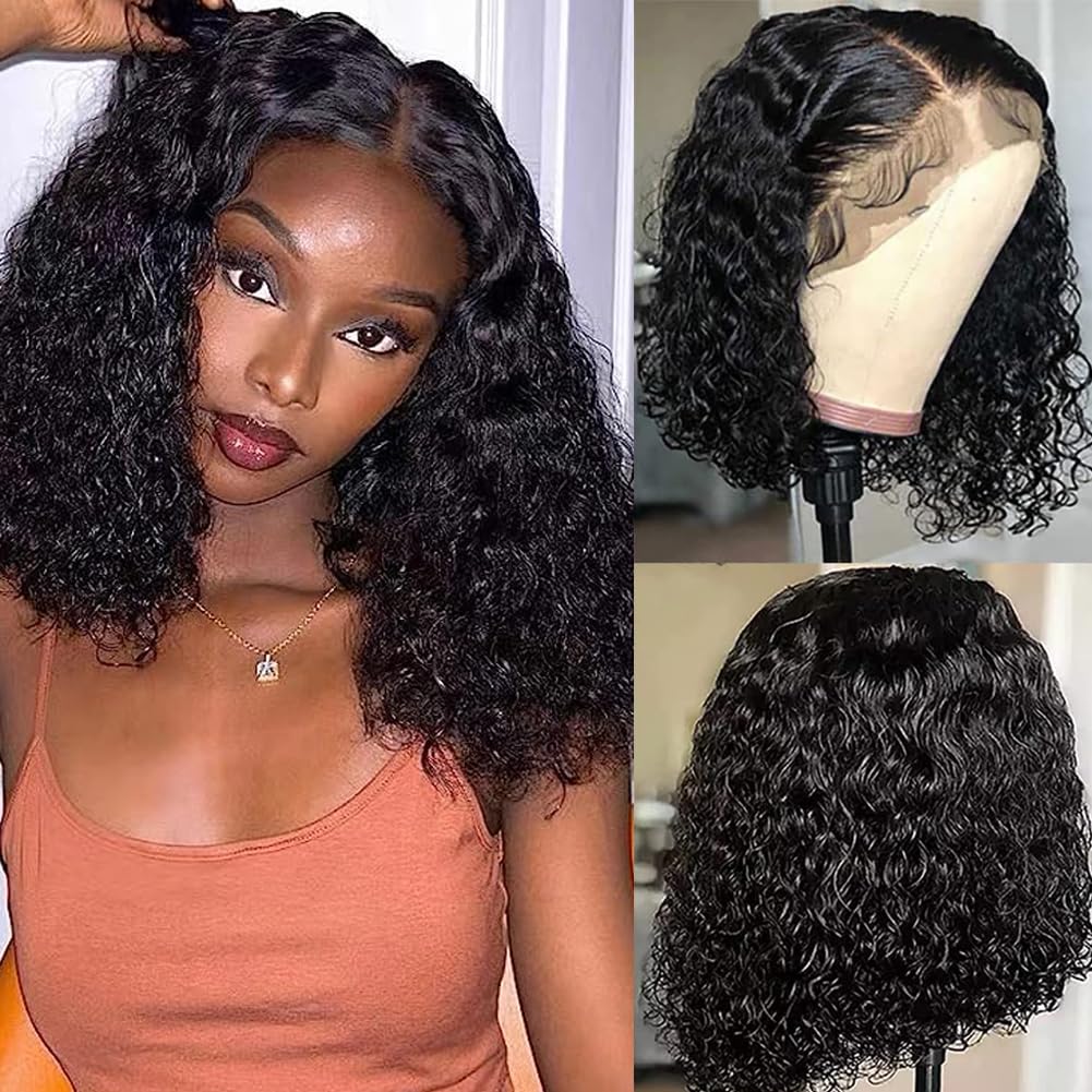 LDJOY Curly Lace Front Wigs Human Hair with Pre Plucked 180% Density Wigs for Black Women Human Hair with Baby Hair Glueless Curly Wigs 13×4 HD Transparent Lace Frontal Wigs Natural Color 16 Inch