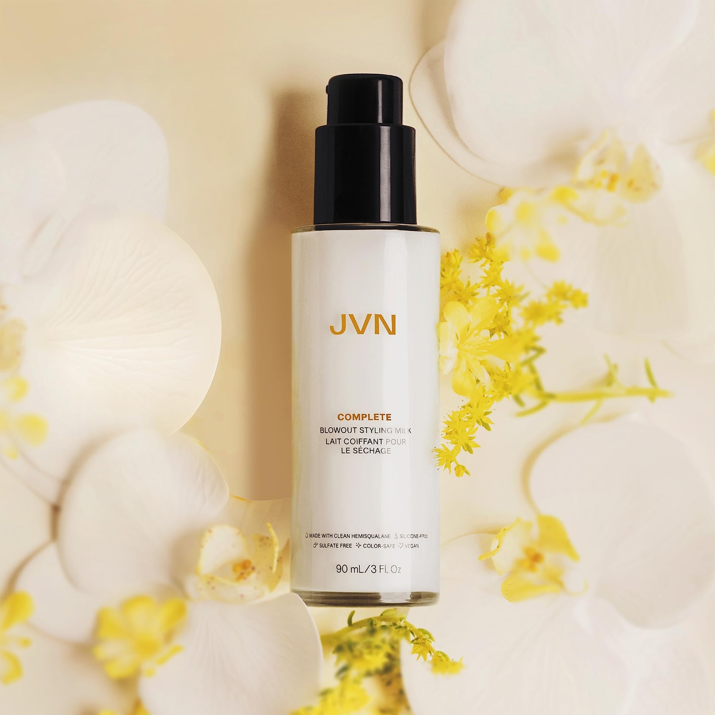 JVN Complete Blowout Styling Milk Heat Protector Cream, Anti-Humidity, Smooths Protects - Travel Size