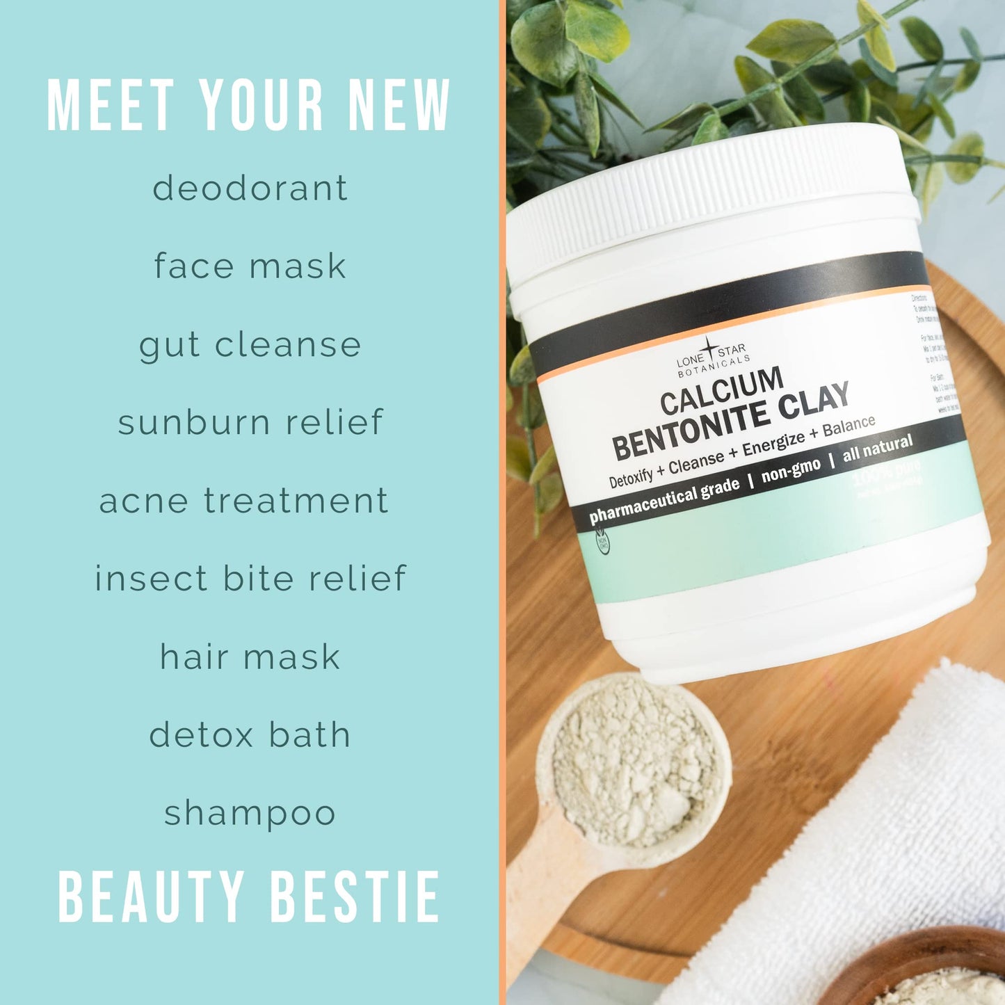 Calcium Bentonite Clay Healing Powder - Pure Pharmaceutical, Better Than Food Grade - Face, Body & Hair Mask, for Internal Use, Natural Mud Masks, Deep Pore Cleansing for Health & Beauty