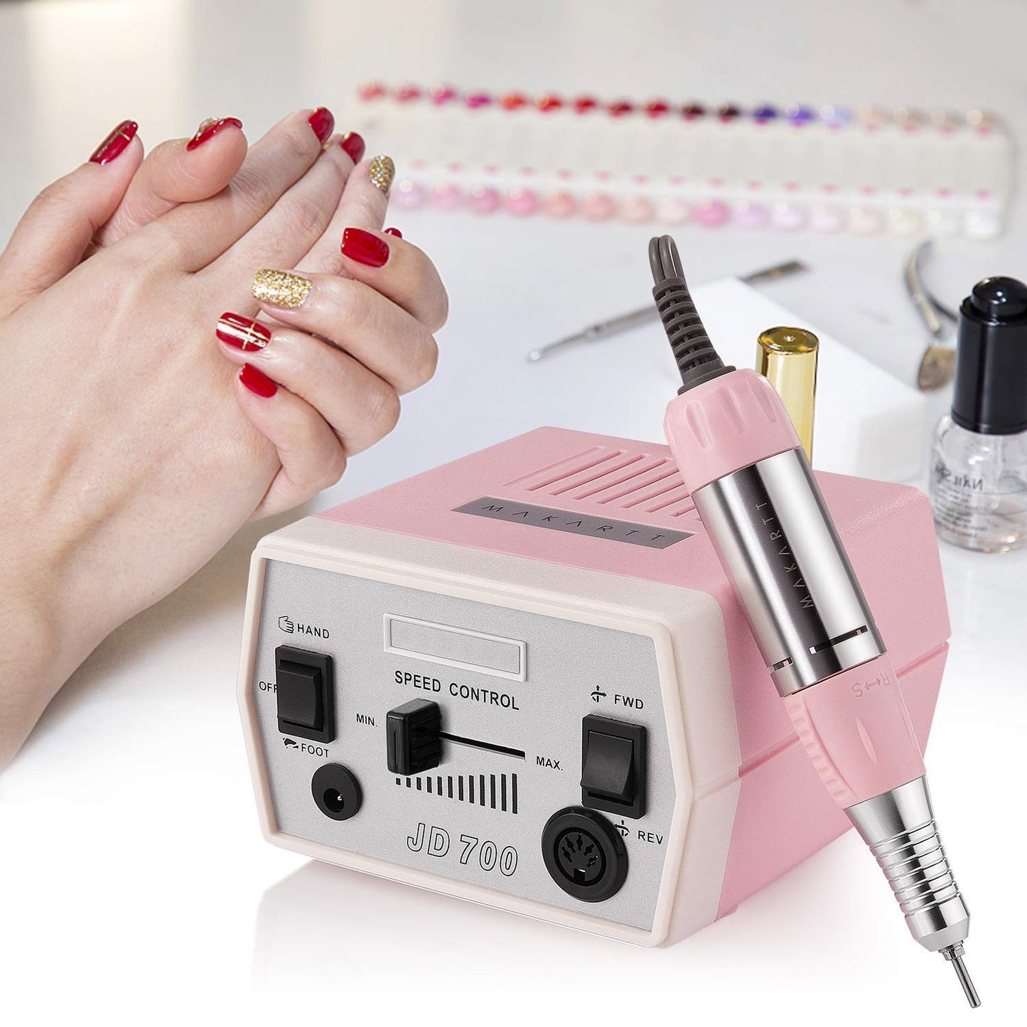 Makartt Geneviere Electric Nail Drill Machine with Tungsten Carbide Nail Drill Bits 7Pcs Bundle