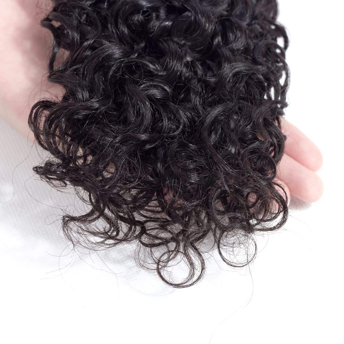 HeioWuio Curly Wave Brazilian Remy Human Hair Bundles Hair Weaves Natural Black Color Hair 3 Bundles Real Unprocessed Virgin Hair Extensions Hiar 3 Bundles 22 24 26 Inch