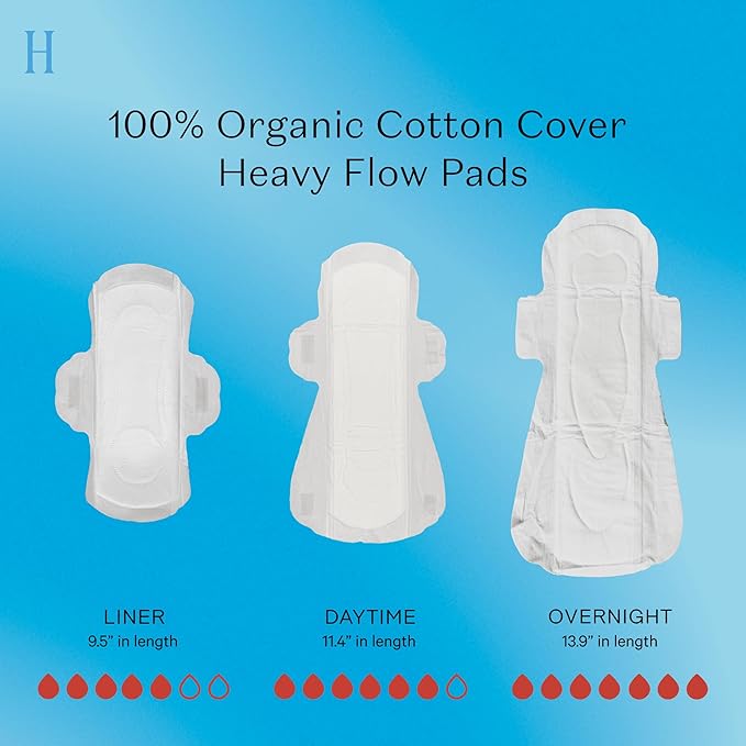 The Honey Pot Company - 64ct - Sanitary Pads for Women - Non-Herbal Heavy Flow Daytime w/Wings - Organic Cotton Cover & Ultra-Absorbent Core - Feminine Care - FSA & HSA Eligible