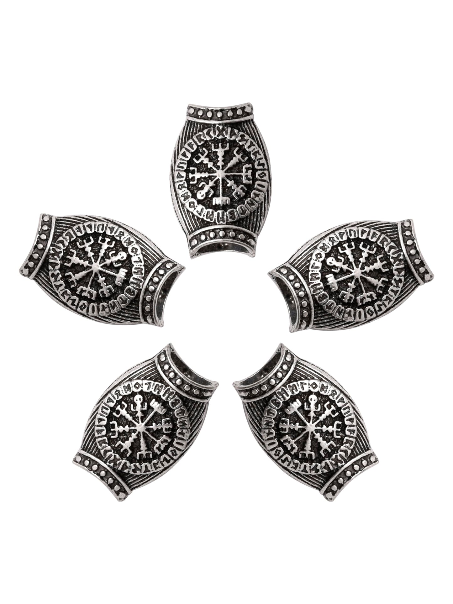 HAQUIL Vintage Helm of Awe Beads Combo 5 pcs Hair Beads Lock Beads Dreadlock Triquetra Viking Beads