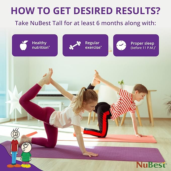 NuBest Tall Height Growth Supplement - Advance Height Growth, Grow Taller, Height Increase Formula for Children (5+) & Teens Helps Maximum Height Growth with Calcium, Collagen & Herbs - 6 Pack