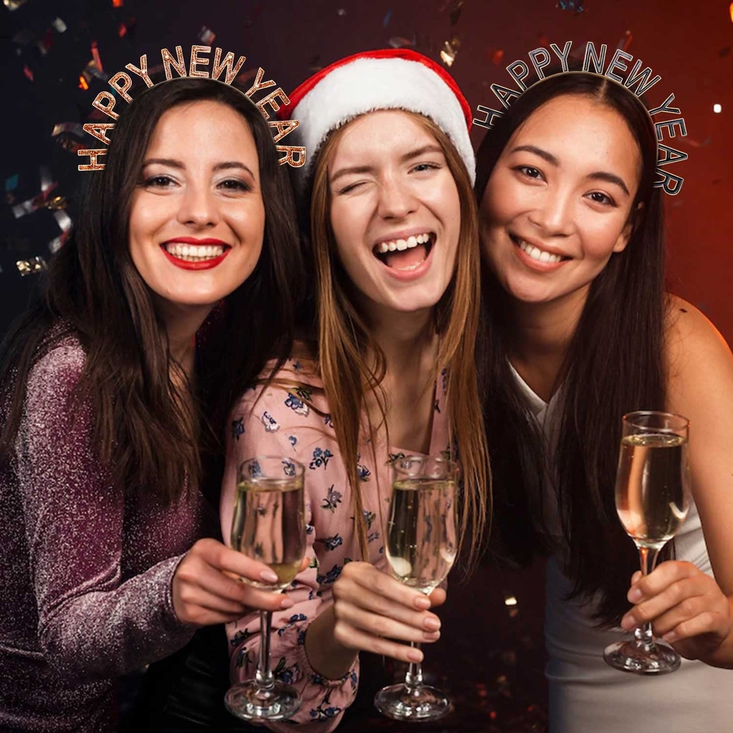 PHALIN Happy New Year Headband for Women (Black)