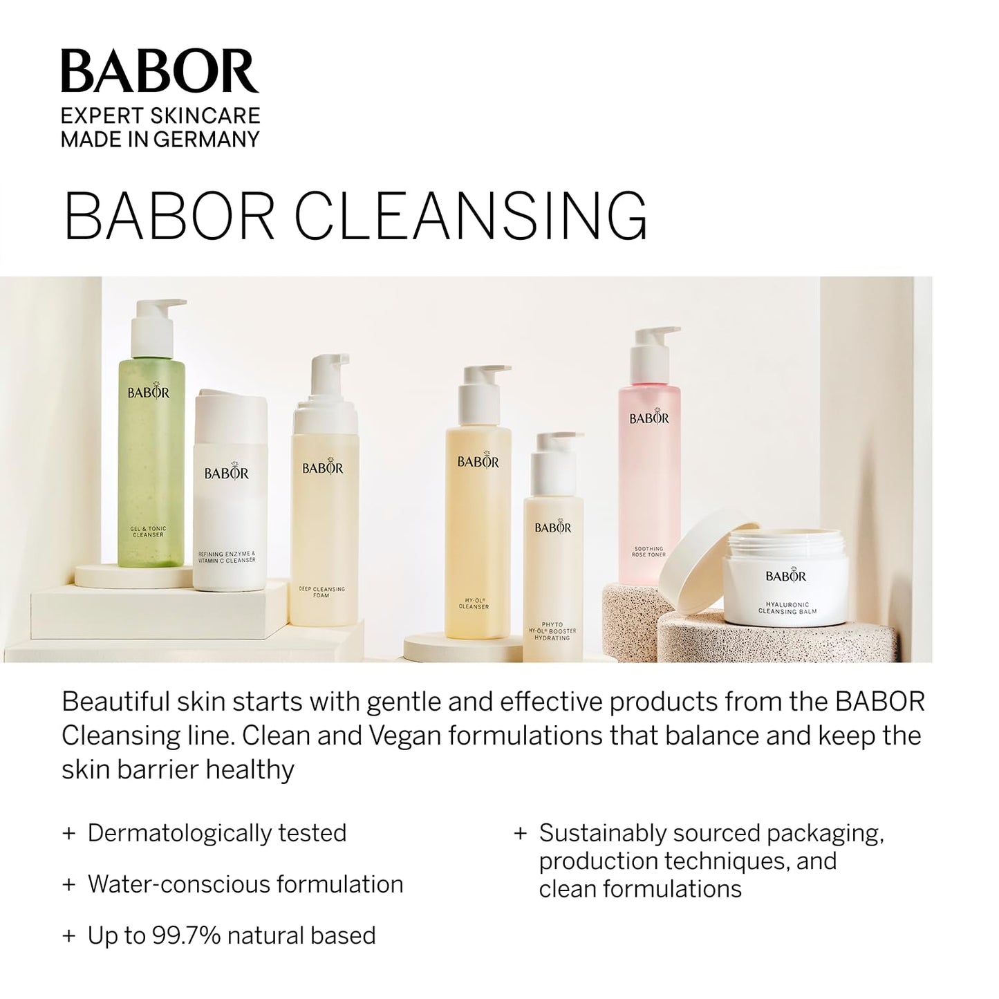 BABOR HY-OL Cleanser & Phyto HY-OL Booster Reactivating Set, Double Cleansing, Oil Cleanser and Makeup Remover Oil, Soothes and Reinvigorates Dry Skin