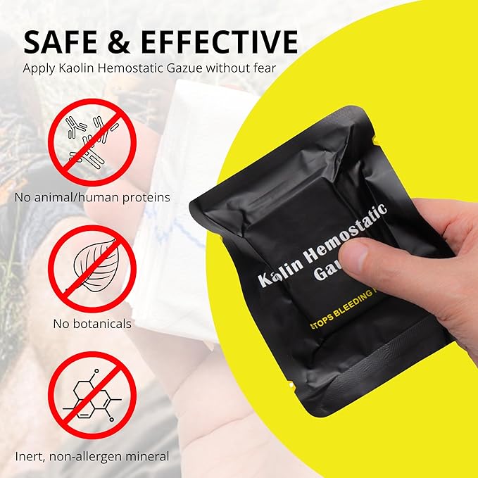 First Aid Advanced Quick Clotting Combat Gauze - Flexible Hemostatic Gauze - to Stop The Bleed kit Faster with Quick Clotting - Survival Kit Supplies - 3" x 12.5' - Pack of 5