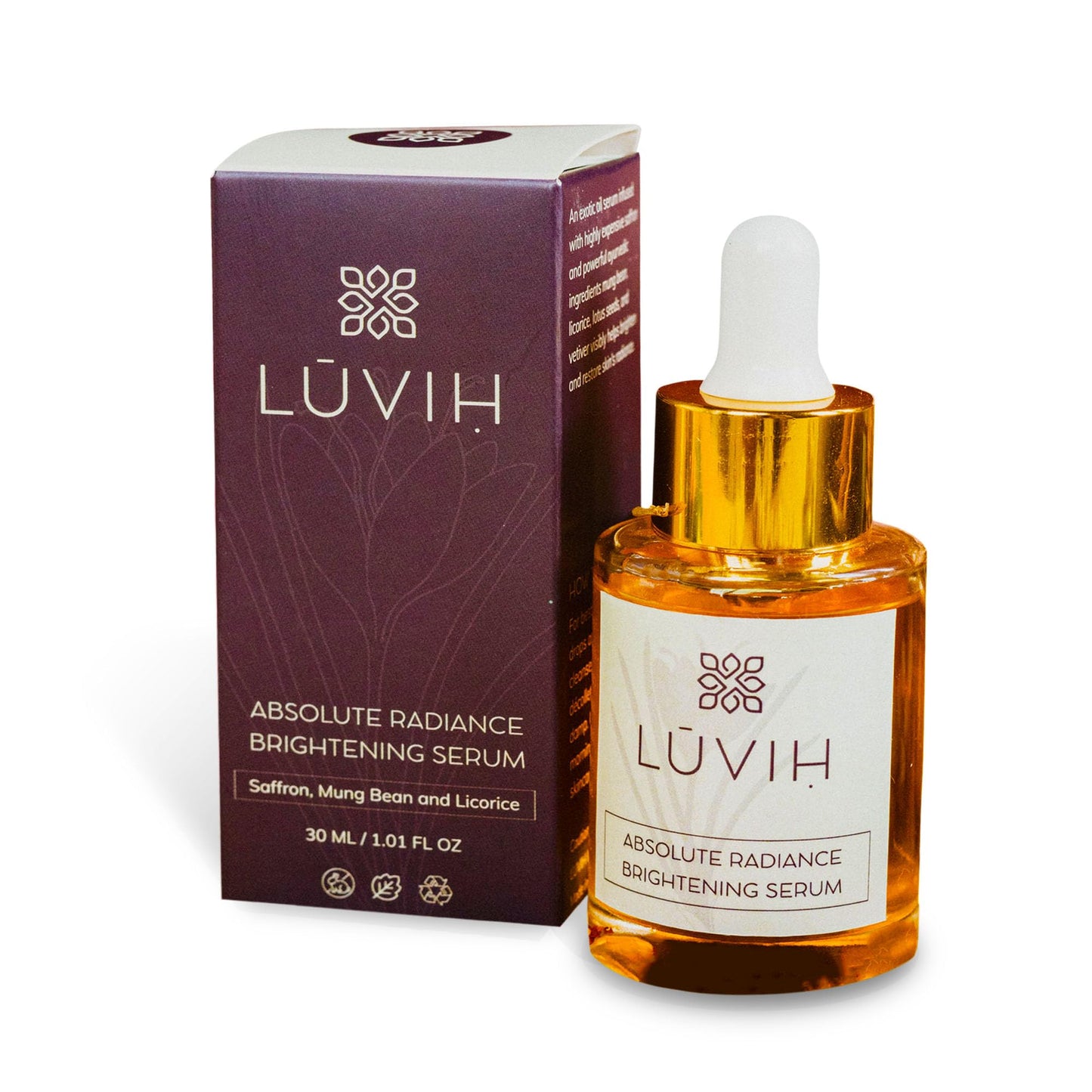 LUVIH - Absolute Radiance Brightening Serum, Nourishing Face Oil Serum for Women & Men, Dark Spot Serum with Ayurvedic Herbs, Addresses Dullness While Helping Shield Against Sun Damage, 30 mL