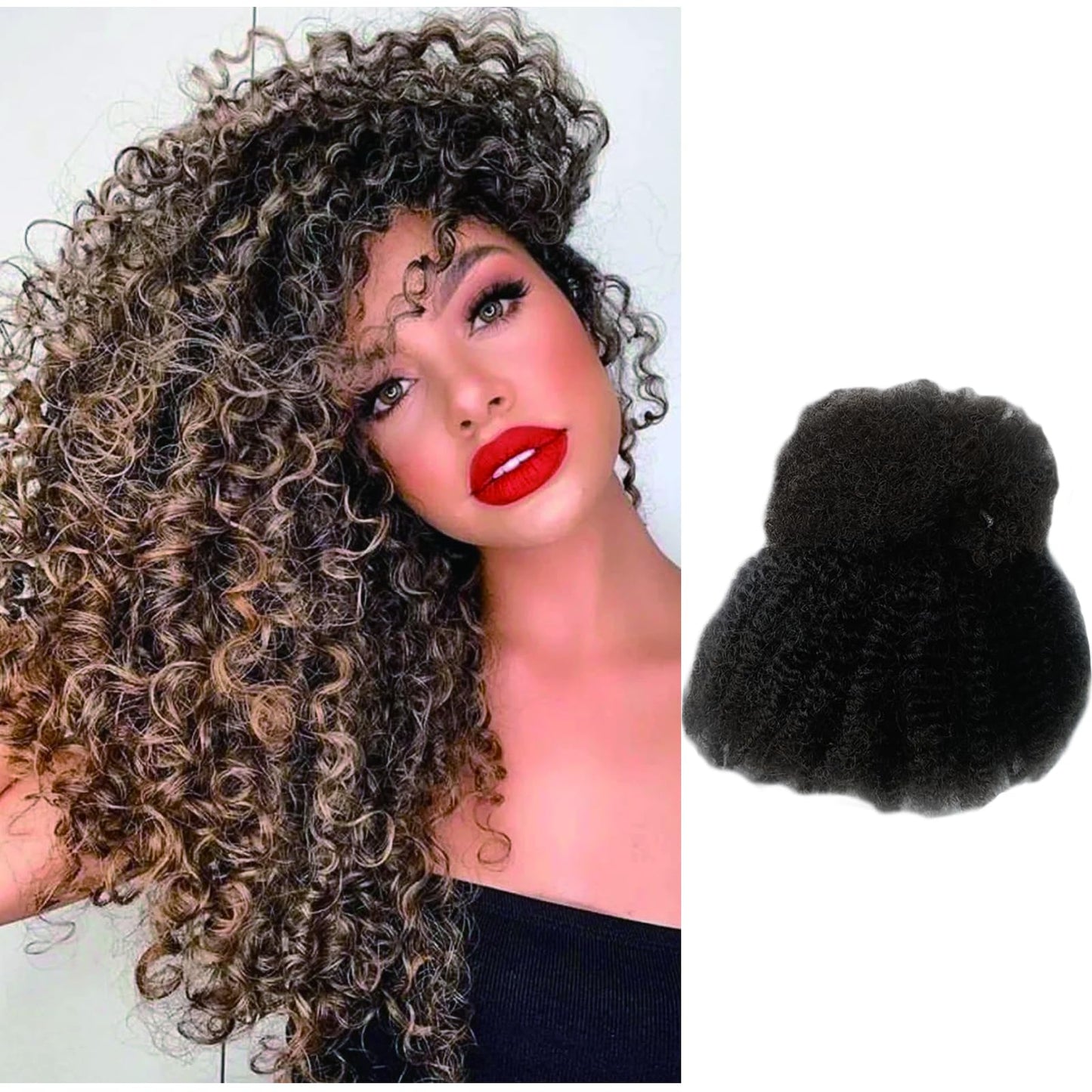EV&ET Tight Afro Kinky Bulk 100 ％ Real Human Hair for Draedlock Hair Extensions, Repair Locs, Twists and Braids 1 Pack