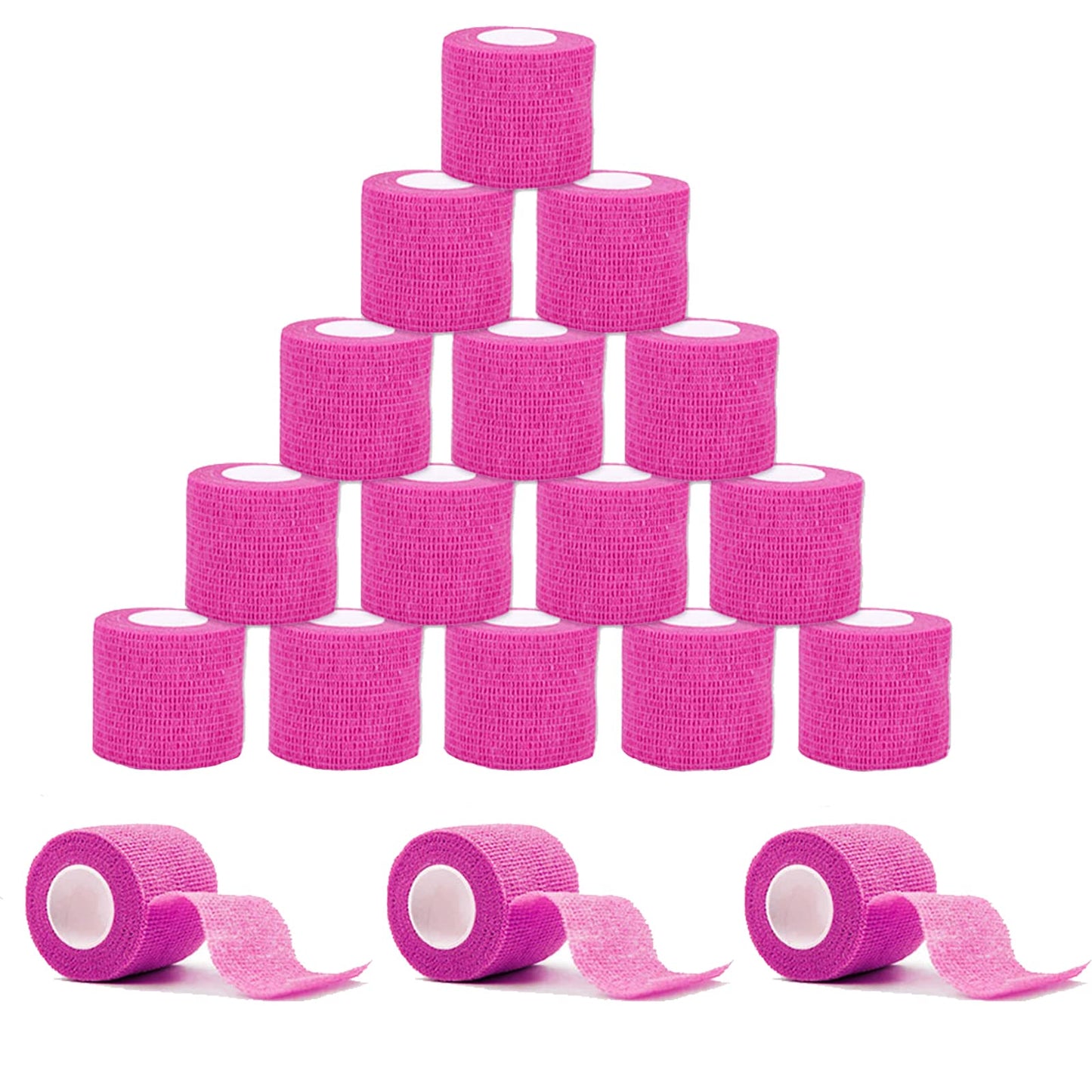 VideoPUP Tattoo Grip Cover Wrap,18PCS Disposable Cohesive Tattoo Grip Cover Elastic Bandage Handle Grip Tube for Tattoo Machine Tattoo Grip Accessories(Phosphor Pink)