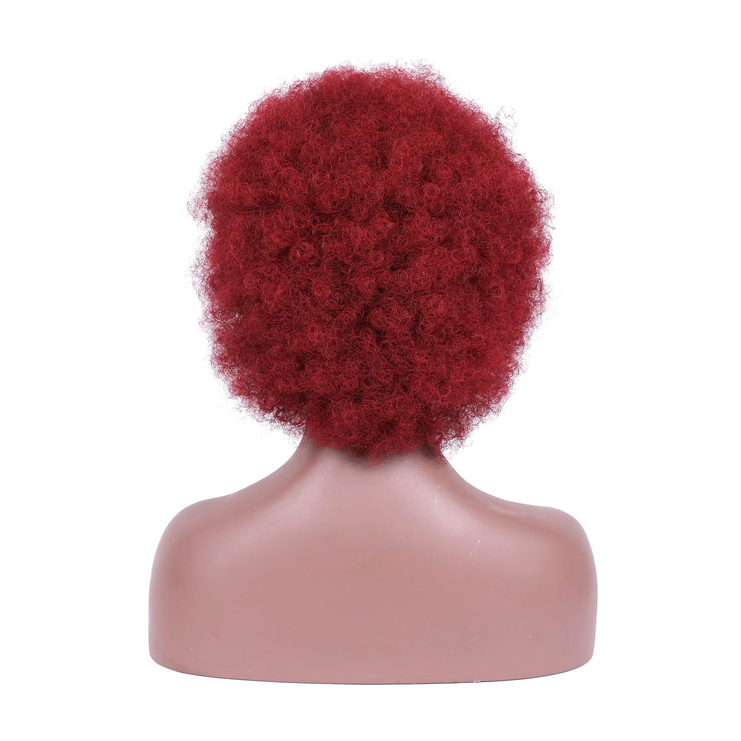 Kavsni Wig 70's Curly Wigs for Black Women Large Bouncy Fluffy and Soft Natural Looking Afro Kinky Wig 8 Inches (Red)