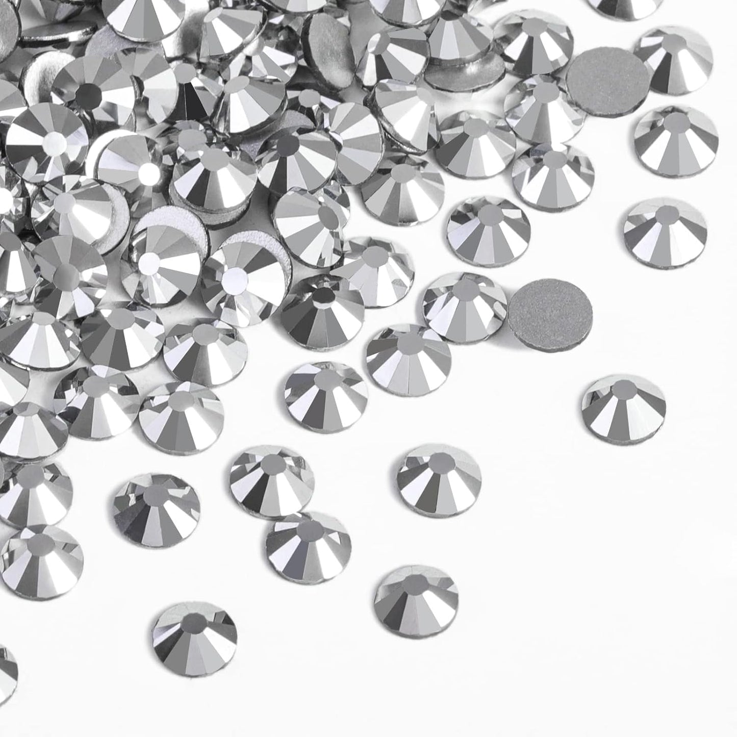 beadsland Flat Back Crystal Rhinestones Round Gems for Nail Art and Craft Glue Fix,Silver Hematite (1.3-1.4mm) SS3/1440pcs
