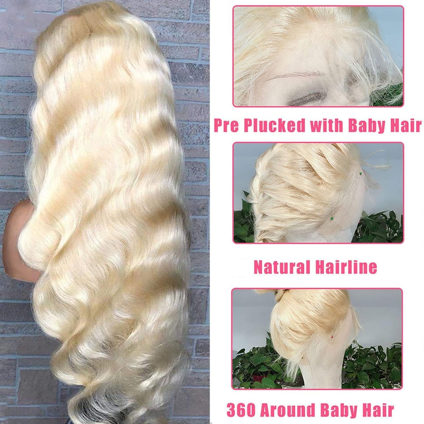 HOTLOVE 613 Lace Front Wig Human Hair, 13x6 Transparent Lace 613 HD Lace Frontal Wig For Women 200% Body Wave Blonde Lace Front Wigs Human Hair Pre Plucked With Baby Hair 20inch