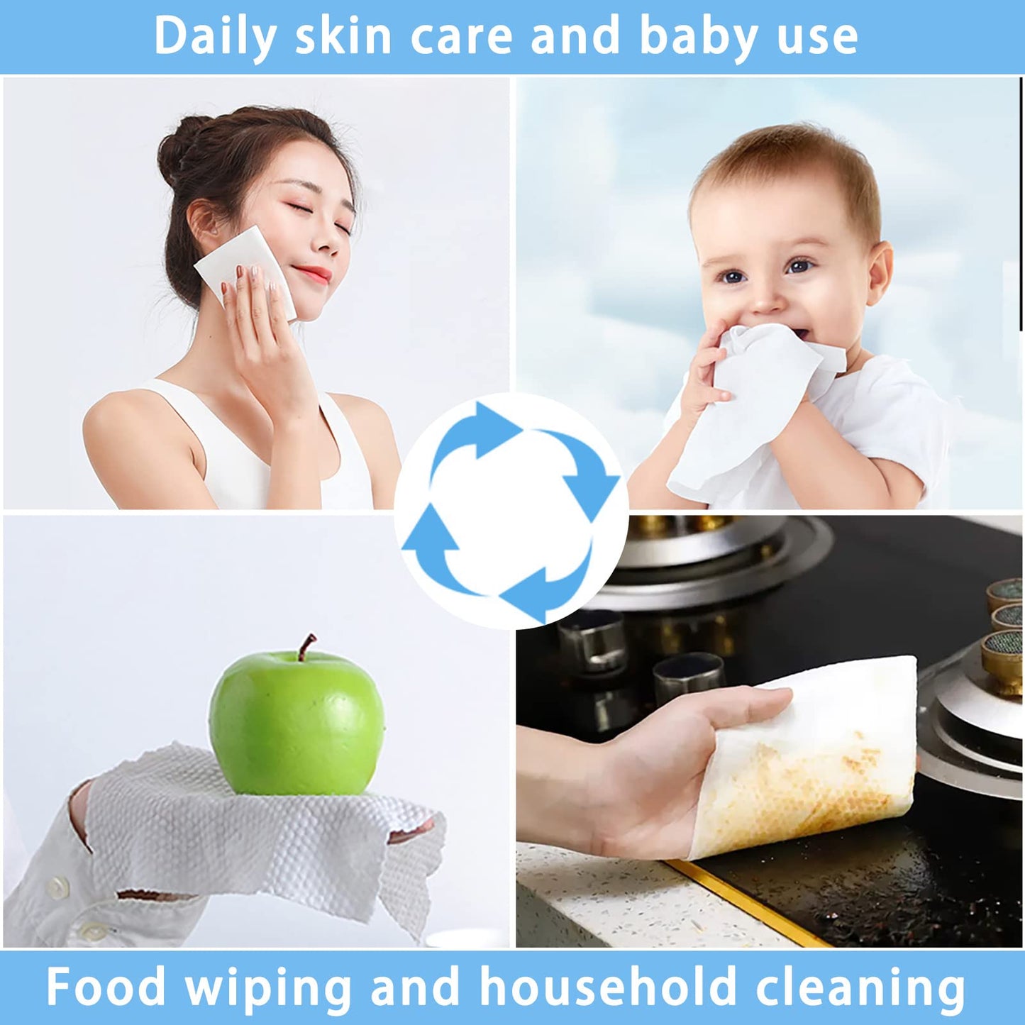 Disposable Face Towel Facial Towels Make Up Cotton Tissues Wipes For Face Lint Free For Sensitive Skin Face Makeup 3 * 100 Count Clean Skin Club Face Towels Face Towels Disposable Clean Towels