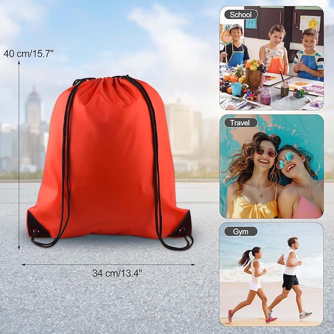 KUUQA 60Pcs Red Drawstring Backpack Bag Sack Drawstring Bags Bulk String Bags Storage Bags for Sport Gym Traveling