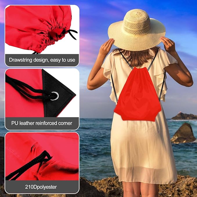KUUQA 60Pcs Red Drawstring Backpack Bag Sack Drawstring Bags Bulk String Bags Storage Bags for Sport Gym Traveling