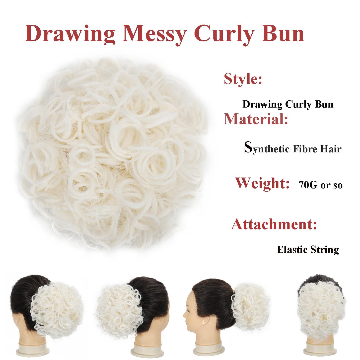 Large Curly Messy Hair Bun Elastic Drawstring Tousled Loose Wave Scrunchies Hairpieces Short Synthetic Ponytail Extension Donut Updo Hair Bun for Girls Daily Use (Silver Grey)