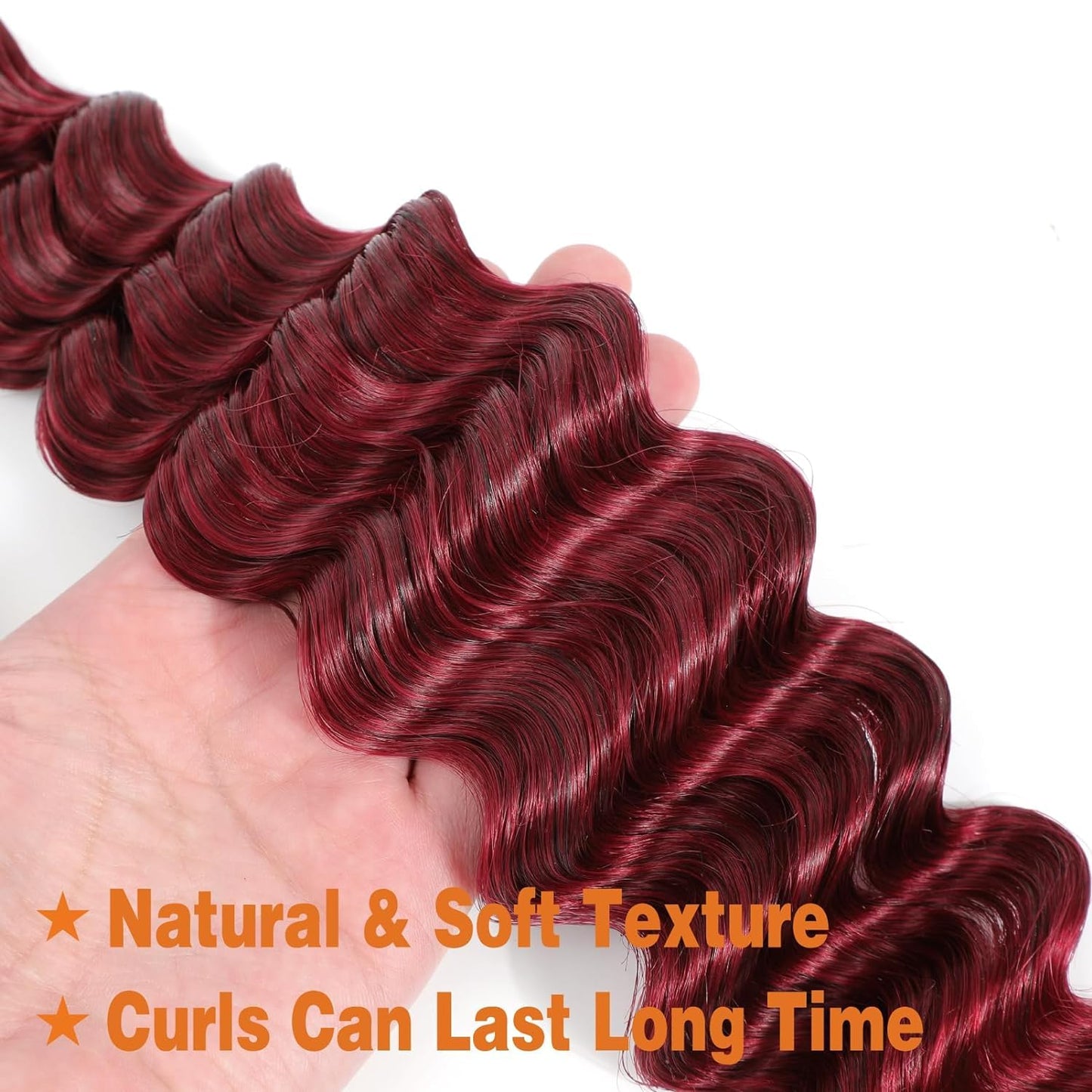 Fabimiya Burgundy Braiding Human Hair 100g 18 Inch 99J Burgundy Deep Water Wave Bulk Human Hair for Braiding No Weft Brazilian Virgin Curly Human Hair Extensions for Boho Braids