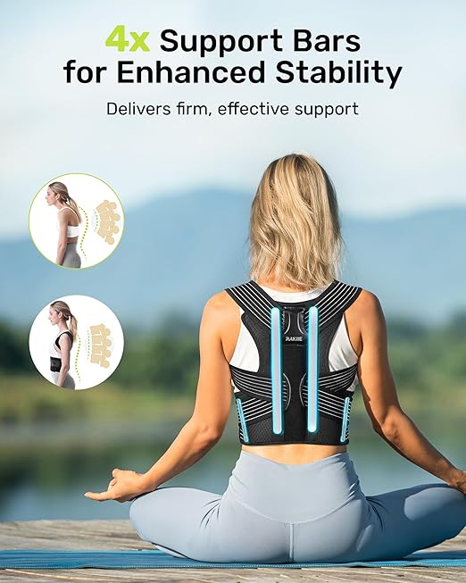 Upright Posture Corrector, Comfortable Lumbar Support Belt with 3D Elastic Kintted Mesh, Upper and Lower Back Pain Relief, Easy to Put on & Take off, Gray Size L (Upper Waist: 41.3"-47.2")