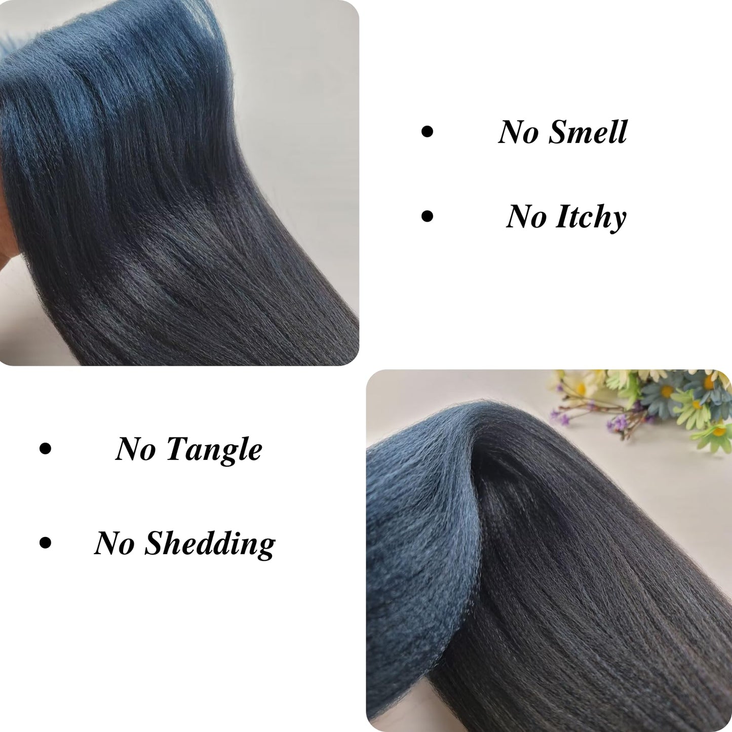 Navy Blue Braiding Hair Pre stretched Kanekalon Prestretched Braiding Hair Ez Braid Colored Braiding Hair Extensions Knotless