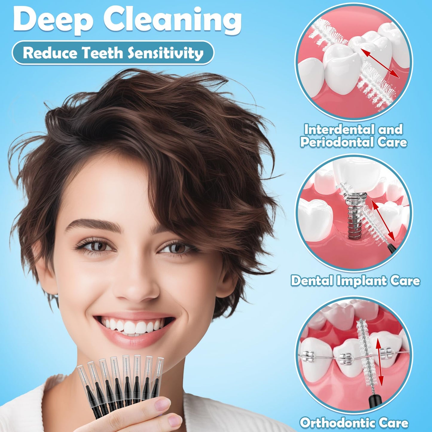 MAPVOLUT 120 Pieces Braces Flossers for Cleaner Interdental Brushes Between Teeth, Toothpick Dental Tooth Flossing with Soft Bristles 360° Bendable Oral Dental Hygiene Flosser Cleaning Tool