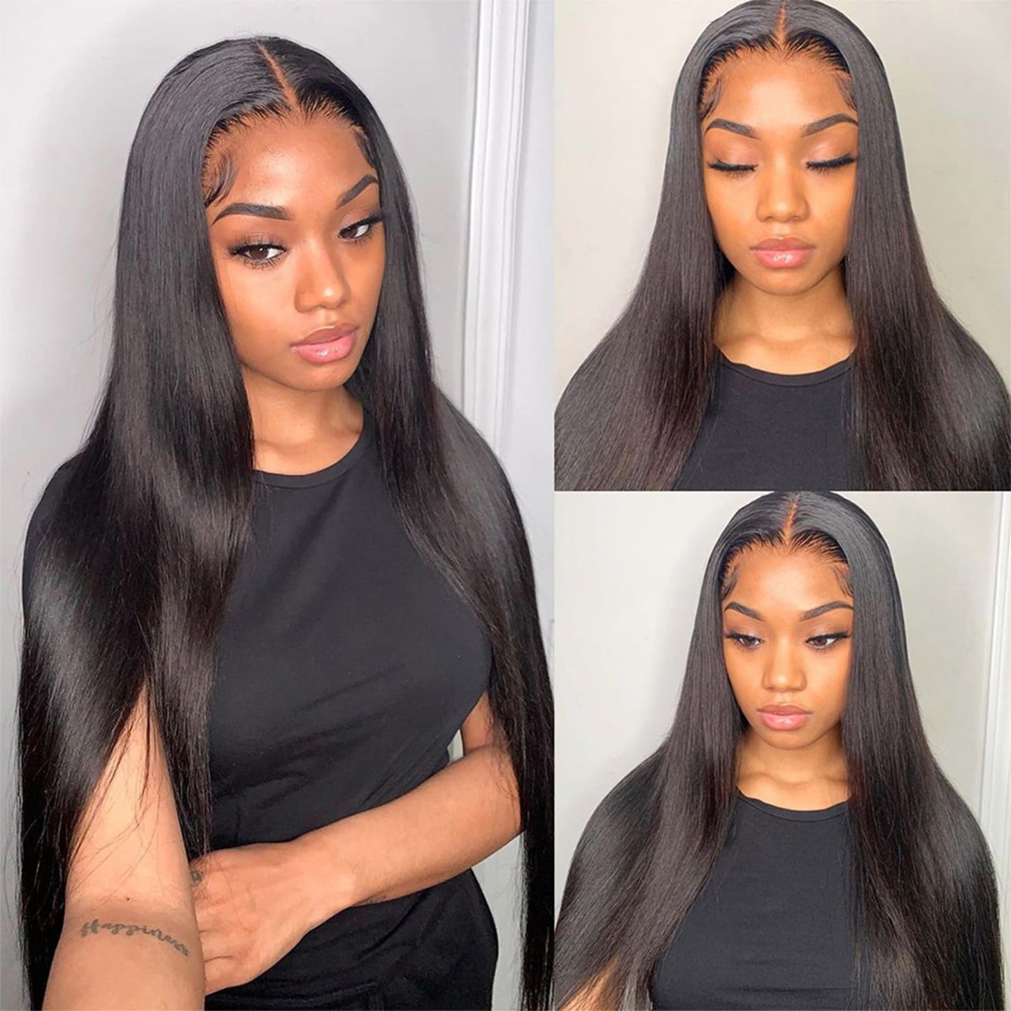 DaiMer Brazilian Straight Human Hair Bundles 12A Grade Unprocessed Remy Virgin Hair Extensions Real Straight Hair Weaving Natural Color 3 pcs 18 18 18 inch No Shedding
