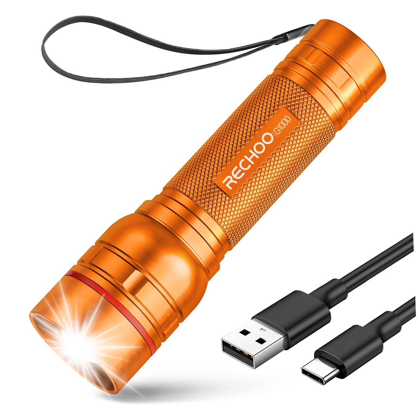 Rechargeable Flashlights High Lumens, G1000 Super Bright Flash Light Pink, Small Zoomable LED Flashlight with 3 Lighting Modes, Portable Tactical Flashlight for Camping Essentials, Gift for Women