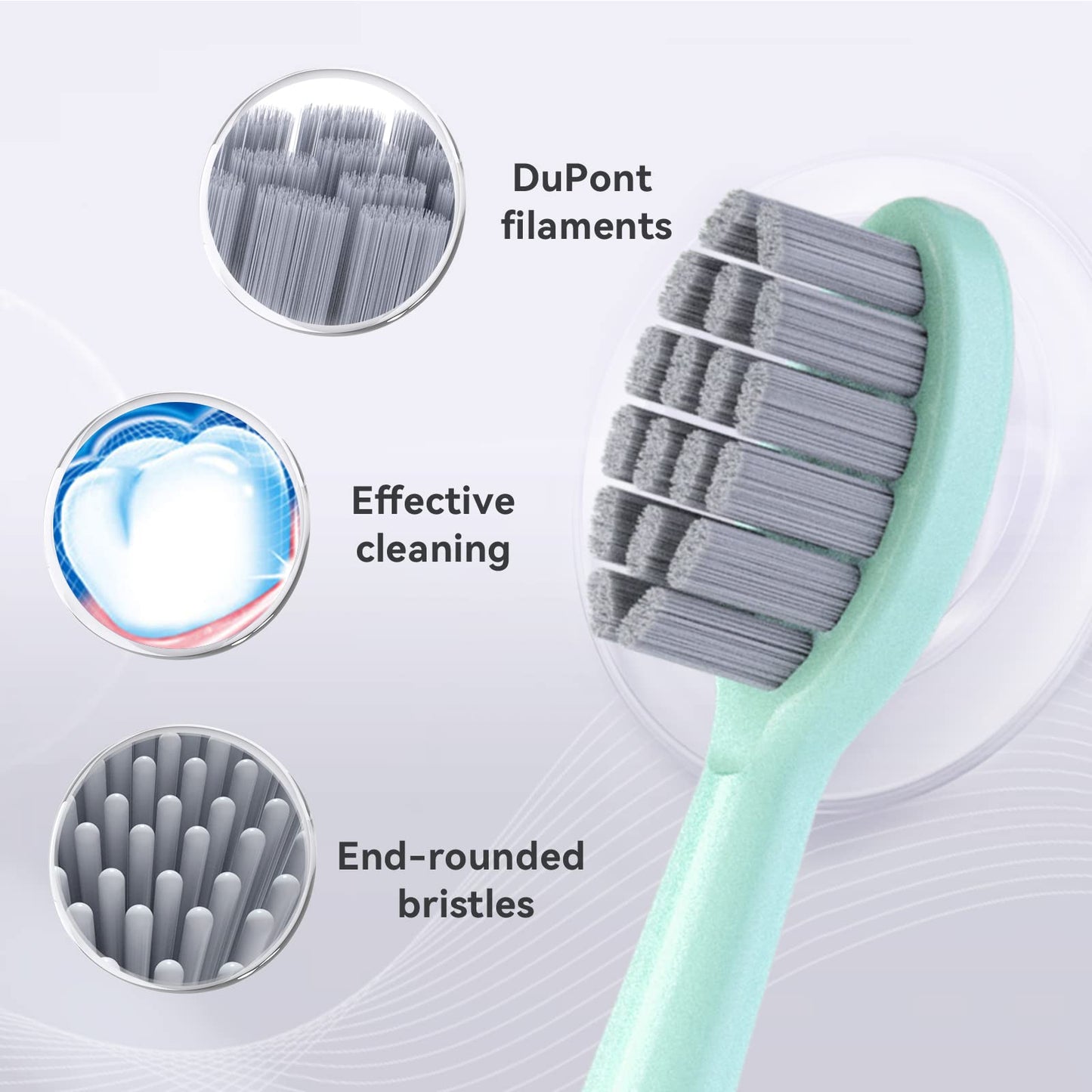 JTF Sonic Smart Toothbrush Genuine Gentle Brush Heads, 3 Pack, Green, P200