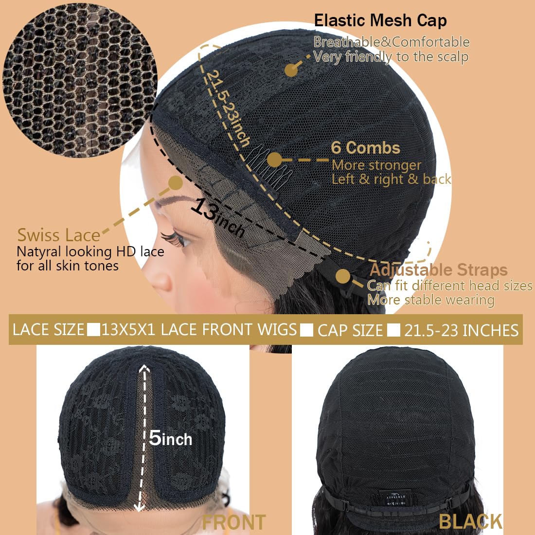 N BLE STAR Lace Front Wigs Human Hair Loose Body 13x5x1 Lace Frontal Human Hair Wigs for Women 18inch 150% Density Glueless Brazilian Body Wave Real Human Hair Wig with Baby Hair Pre Plucked