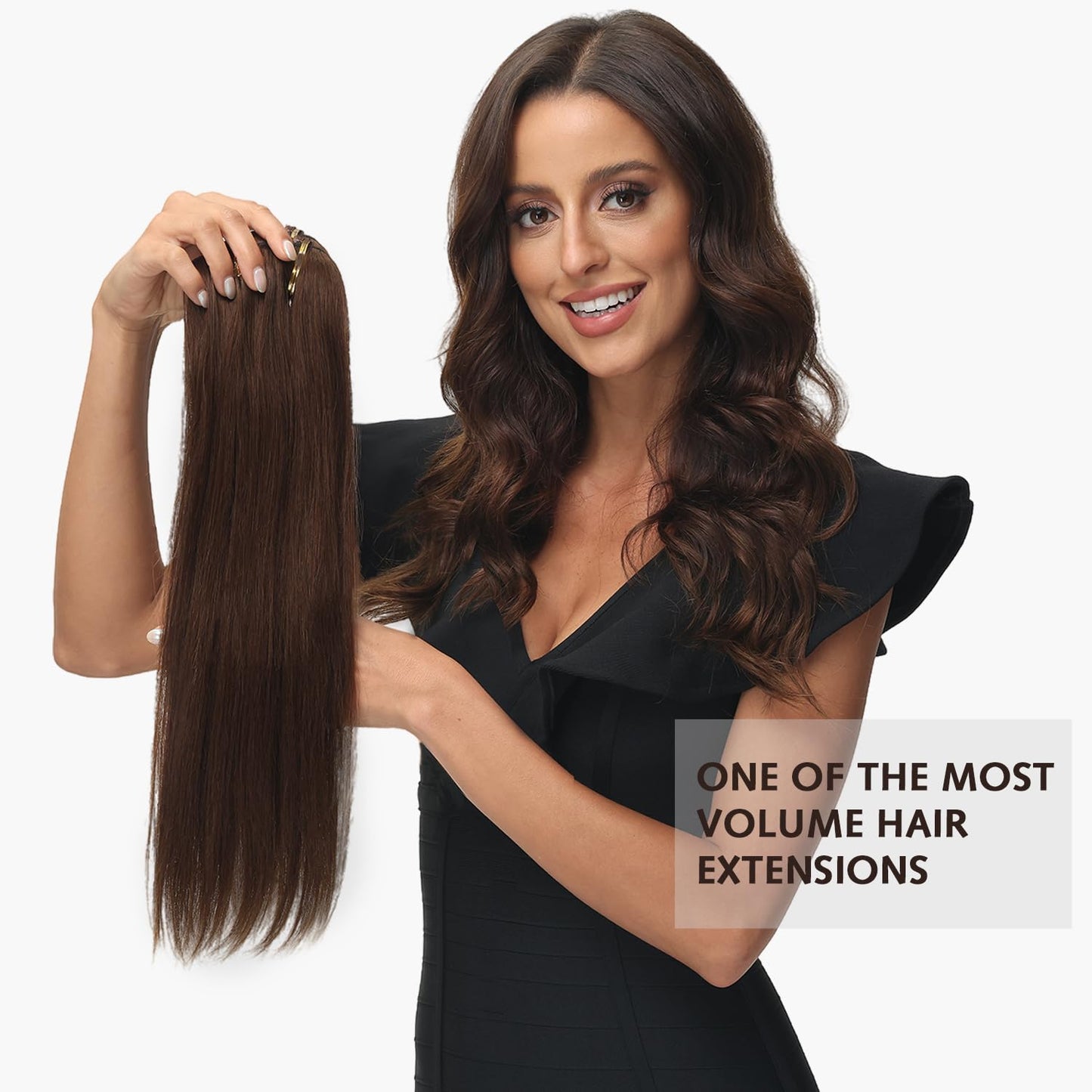 Rose bud Clip in Hair Extensions Real Human Hair 7Pcs 16Clips 16Inch 140g Natural Thick Hair Extensions Human Hair #27 Dark Blonde