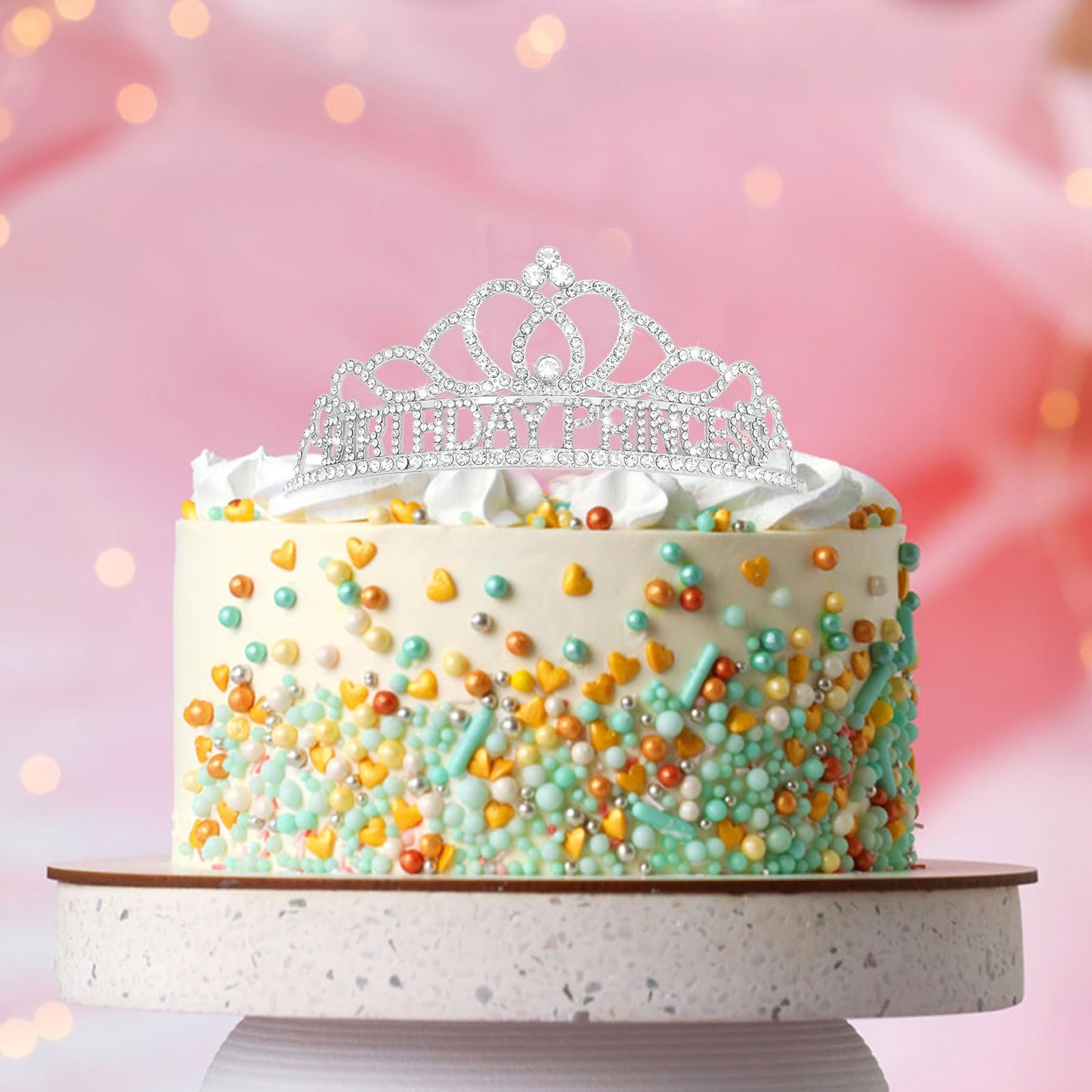 CIEHER Silver Birthday Princess Crown for Girls Birthday Decorations Princess Birthday Gifts