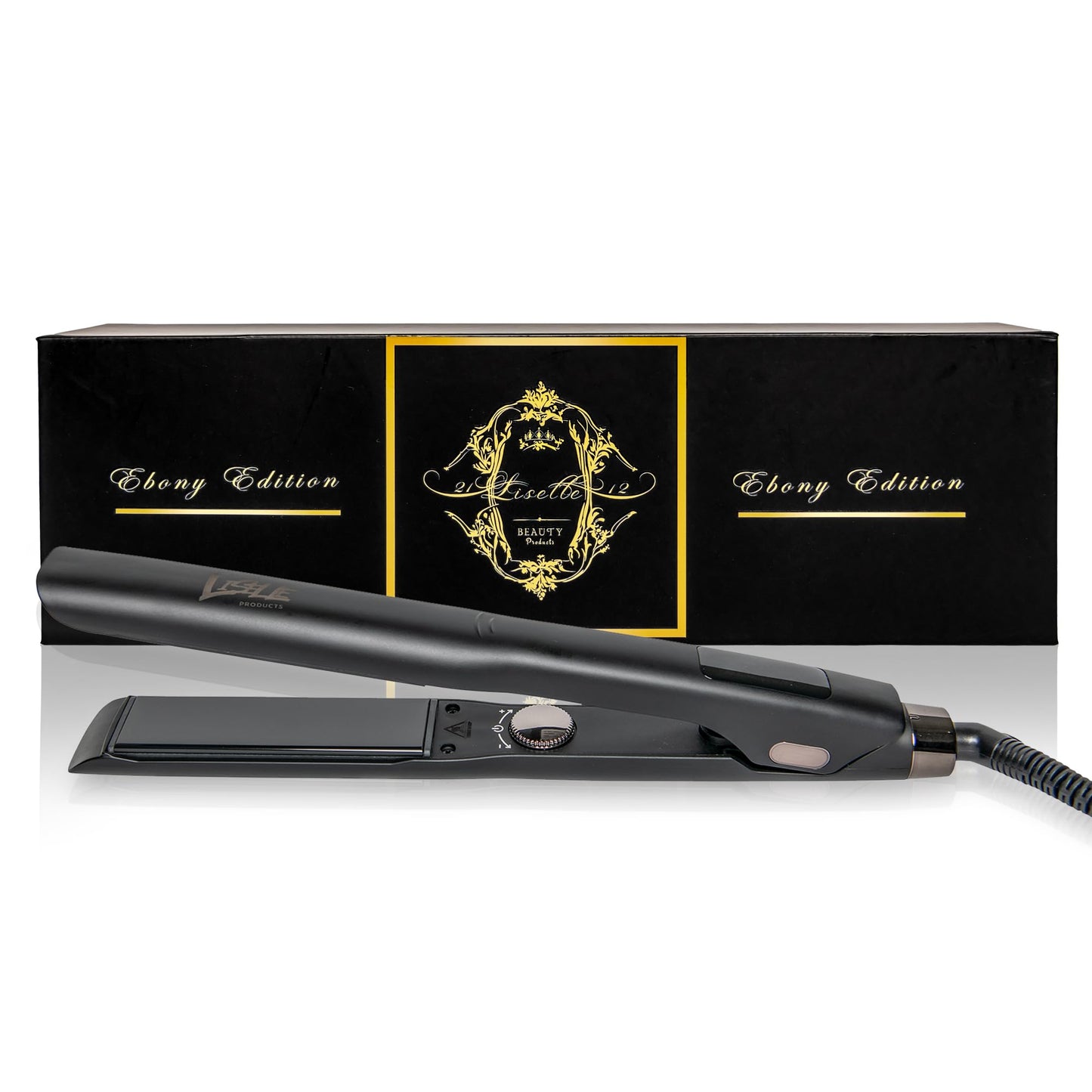 Liselle Beauty Products Ebony Edition Flat Iron Hair Straightener – 1.25-inch Wide Titanium Flat Iron – Hair Straightener Iron All Hair Types – Fast Heating Travel Flat Iron for Smooth, Frizz-Free