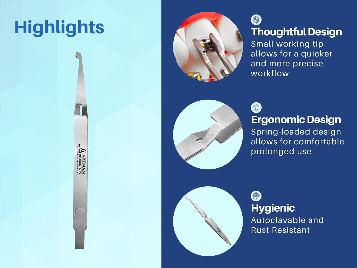 Orthodontic Bracket Placer Bracket Self Holder Tweezers | Bracket Placer Bracket Holder | Pliers Stainless Steel by Orthodontic Instruments ARTMAN Brand (1)