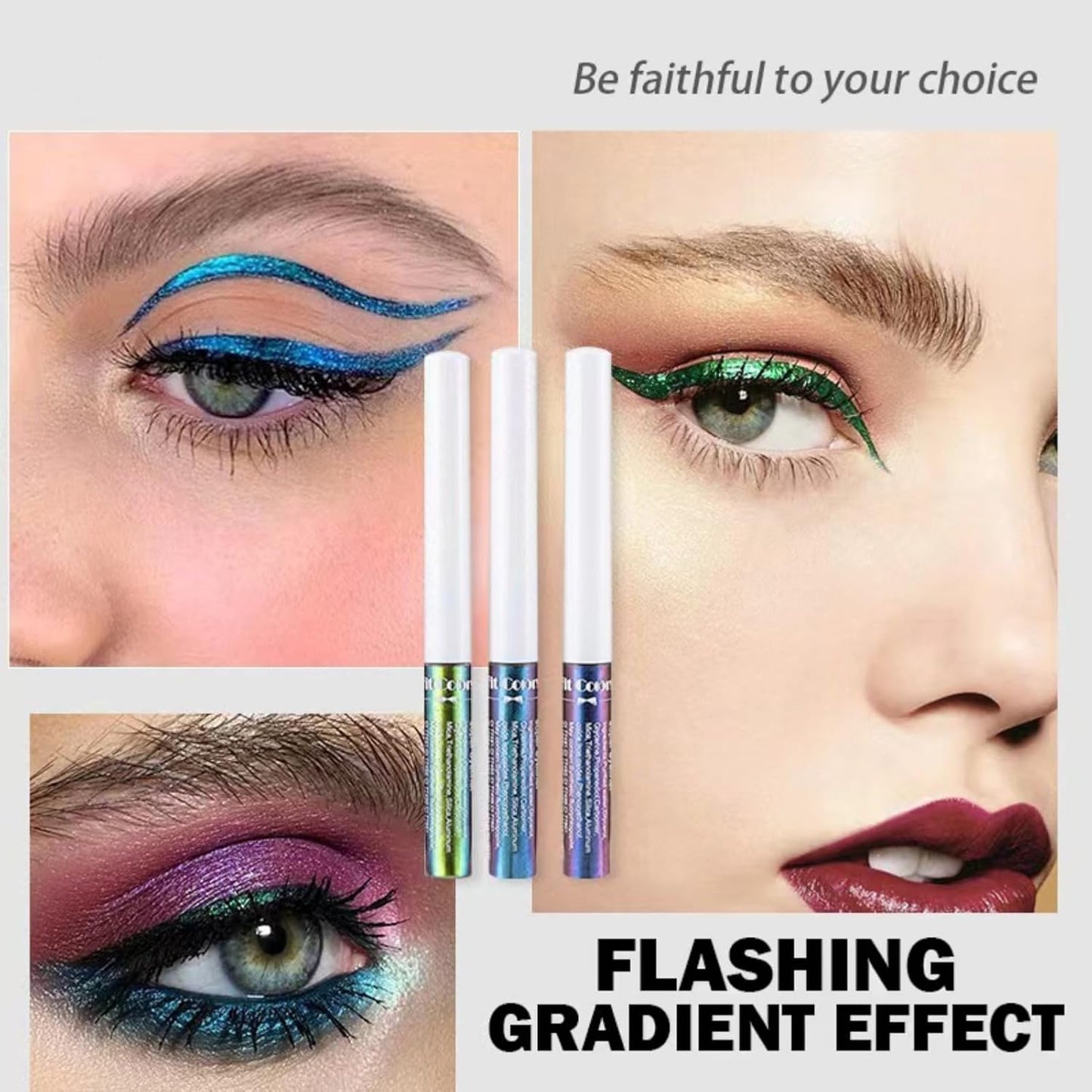 Corlo Glitter liquid eyeliner blue waterproof, Metallic Intense Color Shifting Colorful Eyeliner, Eyeliner Gel MultiColor Highly Pigmented Gift Kit for Women and Girls (04)